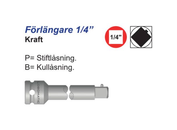 Forlenger 1/4-1/4X250mm Pinnelås (P)