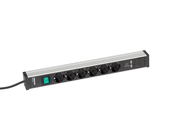 Ledningskanal Model 468/1 Treston 6xstikk, bryter og 2USB 468mm 