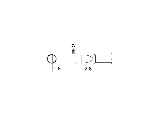 Loddespiss 400C° Fx100 Hakko 5,2x0,8mm, 7,8mm 