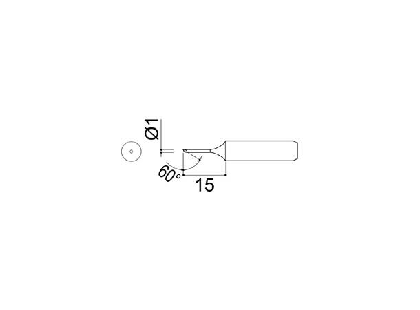 Loddespiss Hakko-R1,0X15mm 45° 