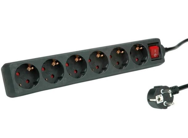 Skjøtekontakt 6Veis 10M Med Bryter 