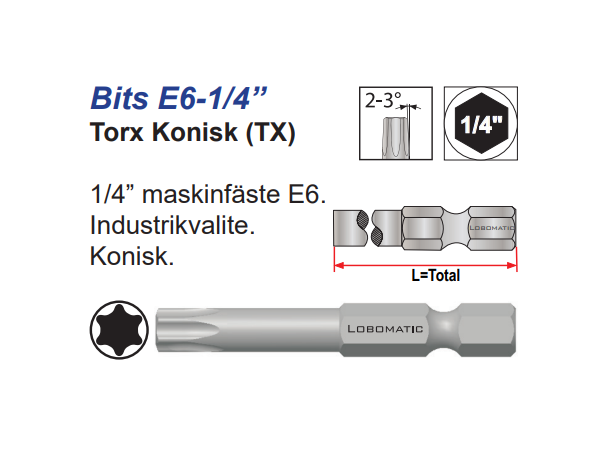 Bits Torx 30X90mm Konisk 