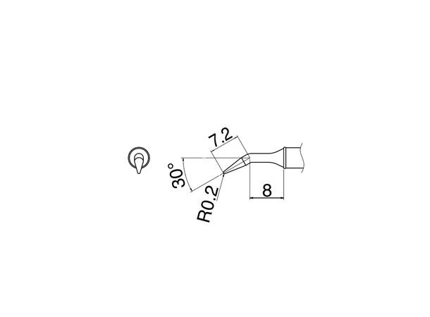 Loddespiss 350C° Fx100 Hakko 0,2mm, 7,2mm, 8mm - 30° 