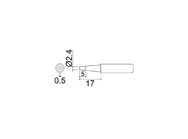 Loddespiss Hakko-R2,4X0,5X17mm 