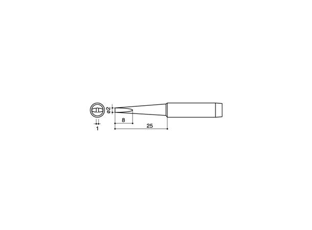 Loddespiss Hakko 900M 2x1mm, 25mm 