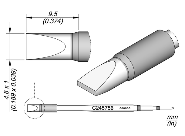 Loddespiss Jbc Chisel 4,8x1 