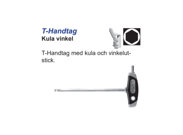 T-håndtak Unbrako 6,0X200mm m/Kule og vinkel Lobomatic 