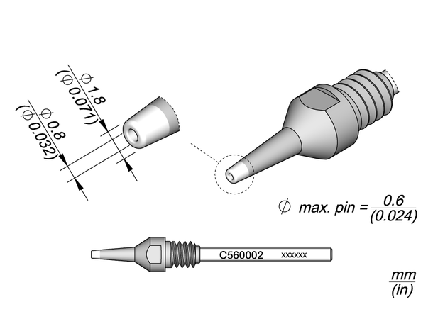 Avloddespiss 0,8mm JBC Til DR560 