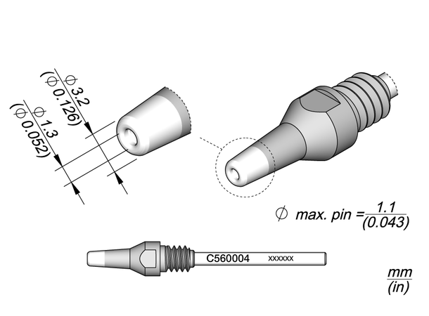 Avloddespiss 1,3mm JBC DR560 