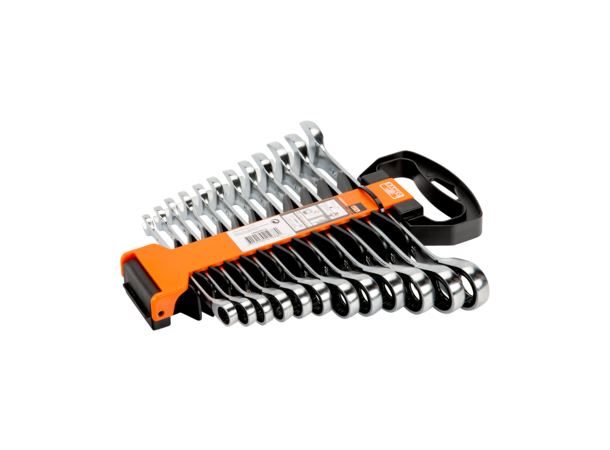 Fastnøkkelsett m/Skralle 8-19mm Bahco 15° ved ringende og 15° kjeft vinkel 