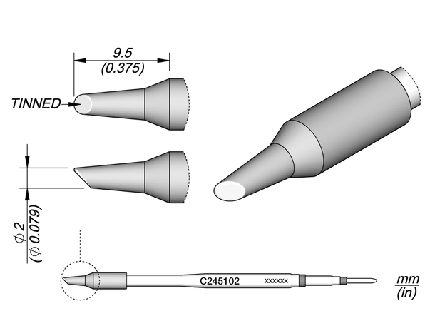 Loddespiss Jbc For 245 Håndtak Ø2MM 