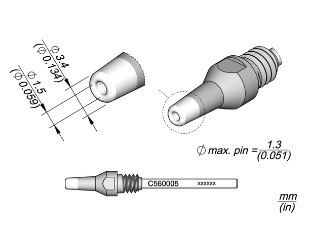 Avloddespiss 1,5mm JBC Til DR560 
