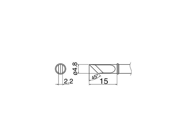 Loddespiss 450C° Fx100 Hakko 4,8x2,2mm, 15mm 