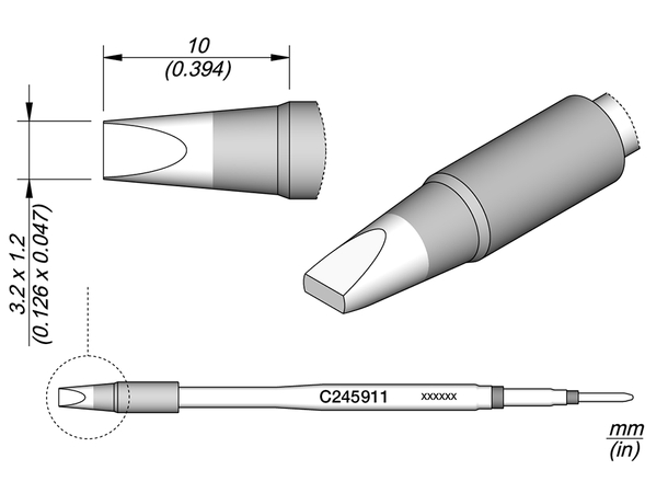 Loddespiss Jbc For 245 Håndtak 3,2x1,2MM 