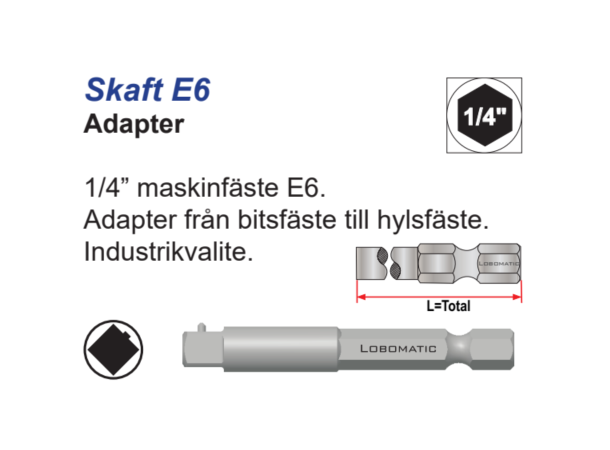 Overgang E6 1/4-3/8X50mm m/Kule 