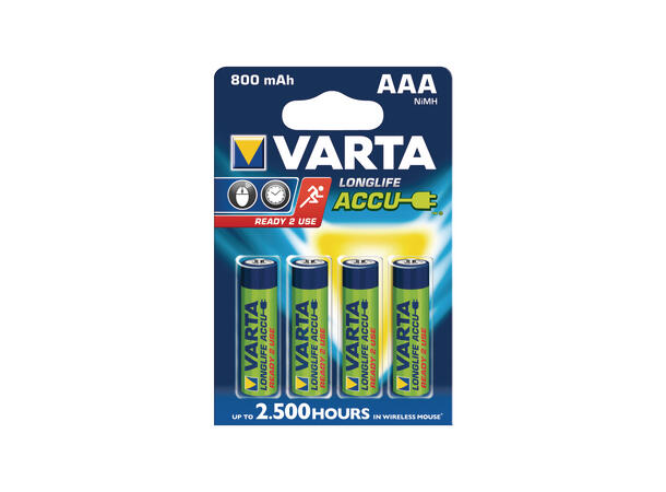 Batteri 1,2V AAA 4Stk Oppladbar Varta 800mAh 