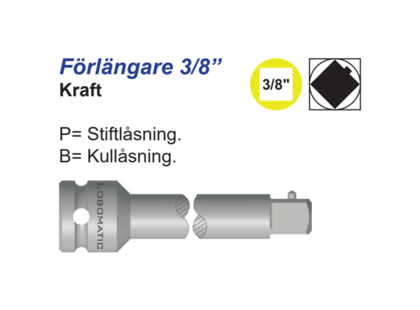 Forlenger 3/8-3/8X100mm Pinnelås (P)