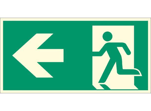 Nødutgang Skilt etterlysende 300x150mm Grønt Skilt, Hvit Pil Venstre 