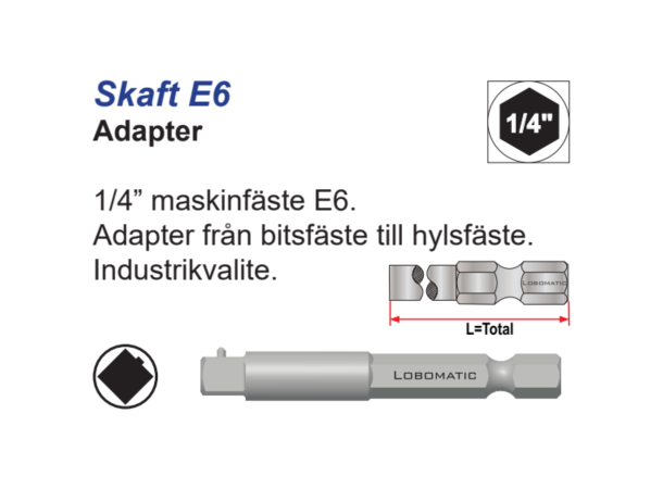 Overgang E6 1/4-1/2X50mm m/Kule 