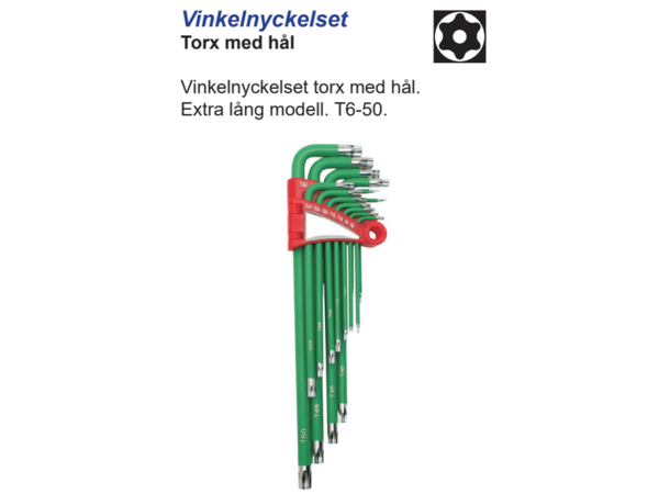 Torx Vinkelnøkkelsett T6-50 m/Hull Lobomatic 