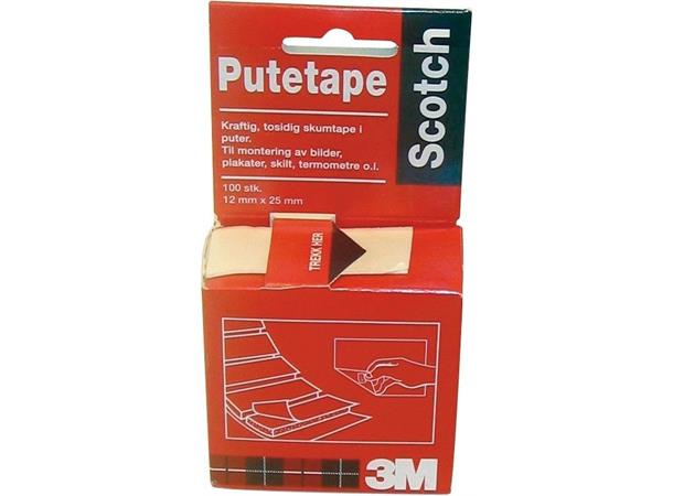 Skumtape Dobbelsidig Rull 12mmX33Mtr 3M 