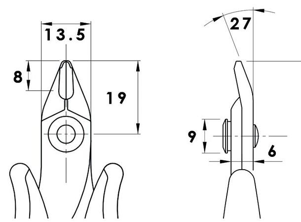 Sideavbiter ESD 160mm, Cu Max 2,59mm Piergiacomi, Strong Bevelled-edge 
