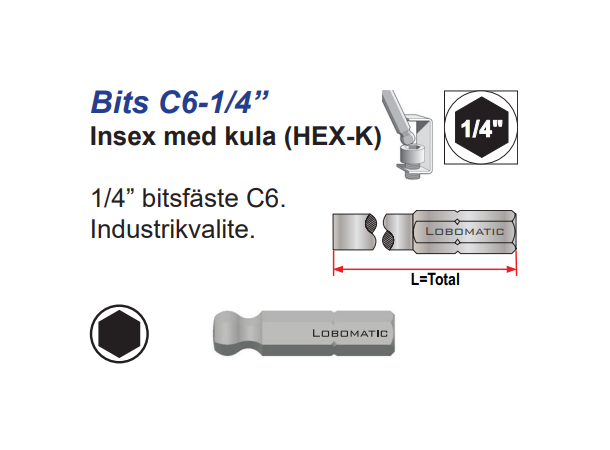 Bits Unbrako 4X25mm m/Kule 