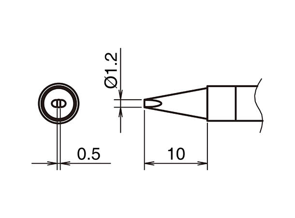 Loddespiss Ø1,2x0,5x10mm Hakko T39 til FX-9701/FX-971 
