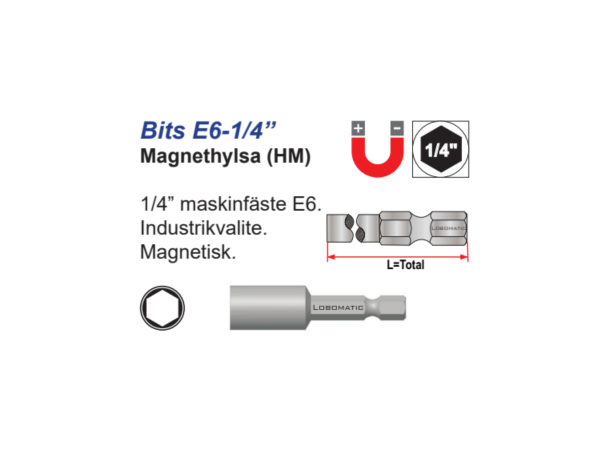 Bits Pipe 13X50mm m/Magnet 