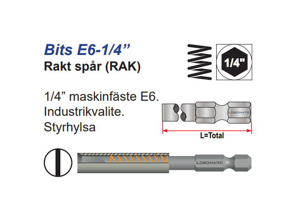 Bits Rett 8,0X1,6X90mm M/Styrehylse 