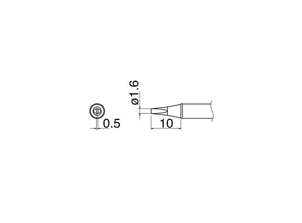Loddespiss 400C° Fx100 Hakko 1,6x0,5mm, 10mm 