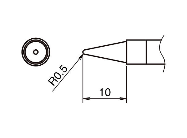 Loddespiss Ø0,5x7,5mm Hakko T39 til FX-9701/FX-971 