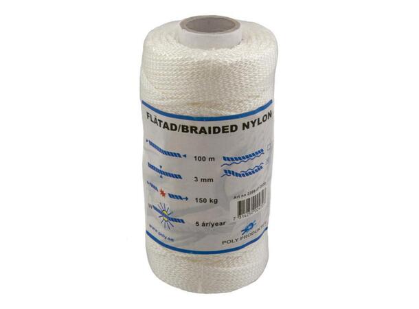 Tau, Nylon Kryssflettet 3mmx100m Poly Produkter 