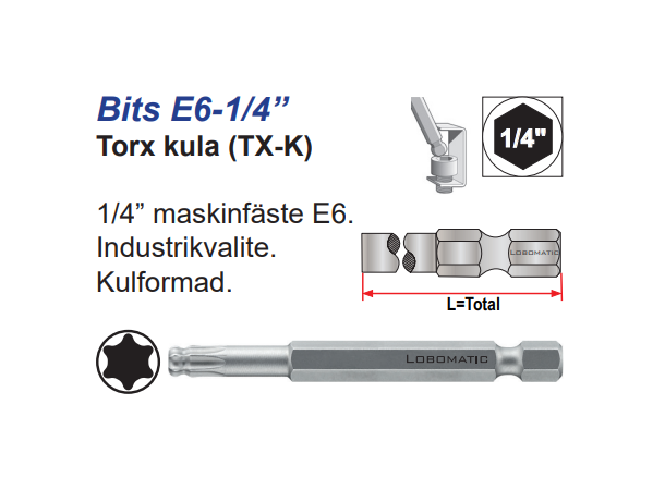 Bits Torx 20X90mm M/Kule