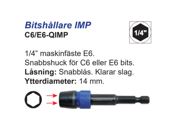 Bitsholder C6 1/4X60mm Hurtiglås 