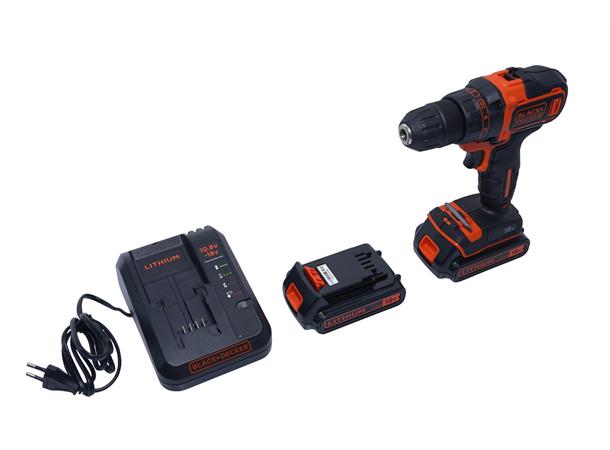 Drill 18V Black & Decker, Lader + 1 Bat Teri 1,5 A