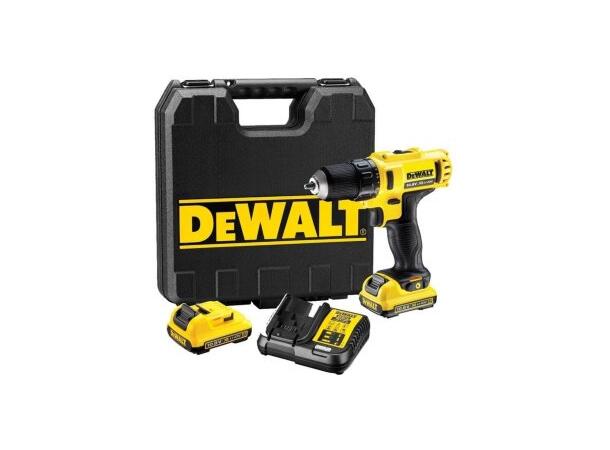 Drill 12V Dewalt Compact 2X2Ah m/ lader og 2 batterier 