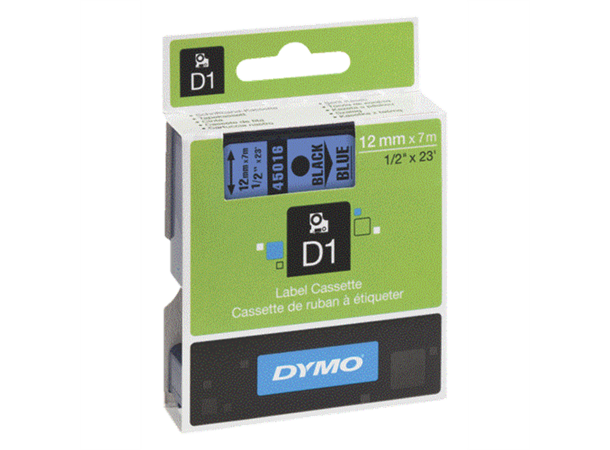 Merketape Dymo 12mm Sort/Blå S0720560 
