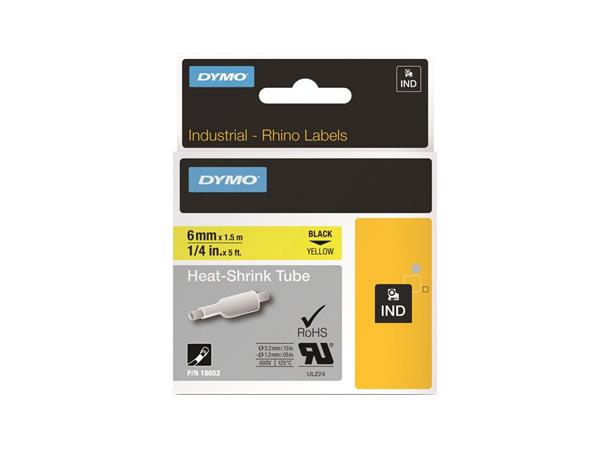 Krympeslange Dymo Compatibel 6mm Sort/G Ul 