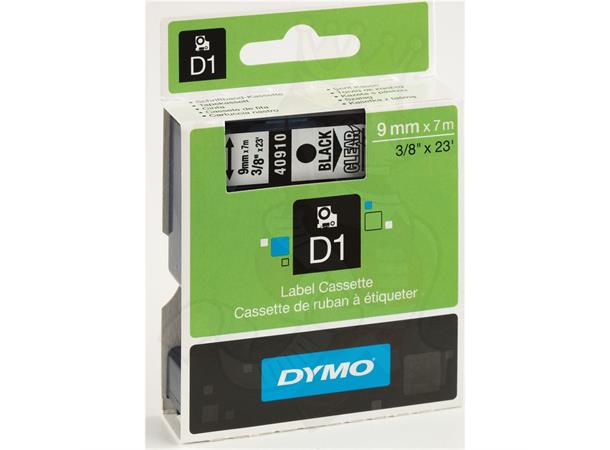 Merketape Dymo 9mm Sort/Klar 