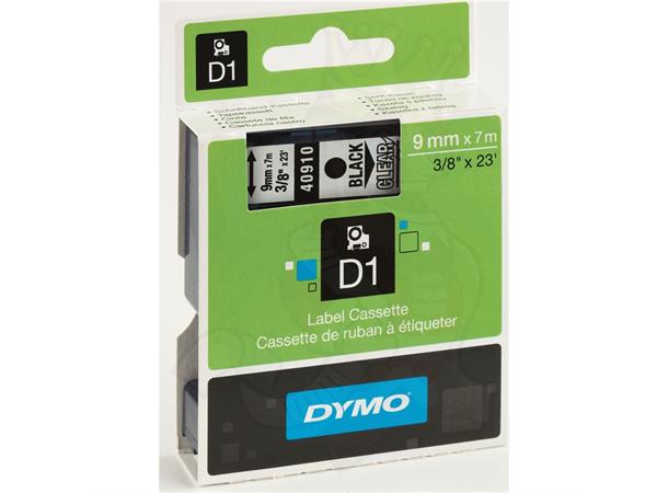 Merketape Dymo 9mm Sort/Klar