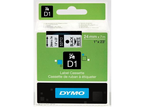 Merketape Dymo 24mm Sort/Hvit 