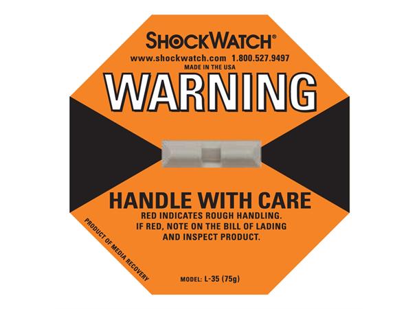 Etiketter Shockwatch Model L-35 (75G) O Range 