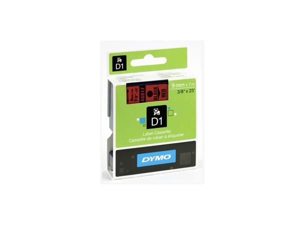 Merketape Dymo 9mm Sort/Rød 