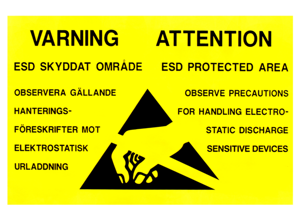 Varselskilt Esd Gul 300X400mm Norsk/Engelsk 