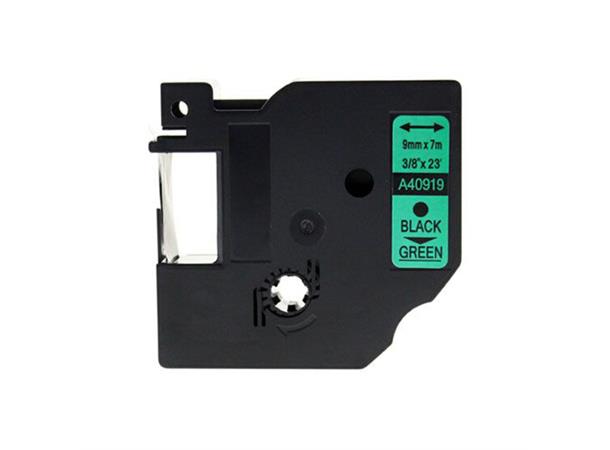 Merketape Dymo 9mm Sort/Grønn 