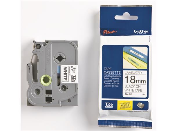 Merketape Brother 18mm Sort/Hvit 