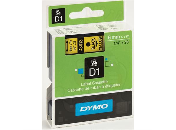 Merketape Dymo 6mm Sort/Gul S0720790 