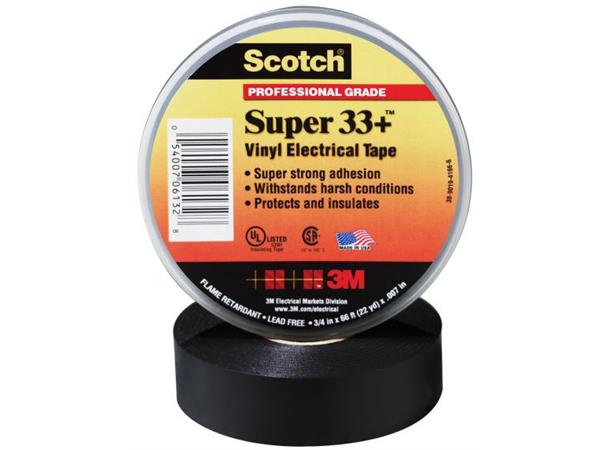 Elektrikertape Super 33+ Sort 19mmX20m Scotch 