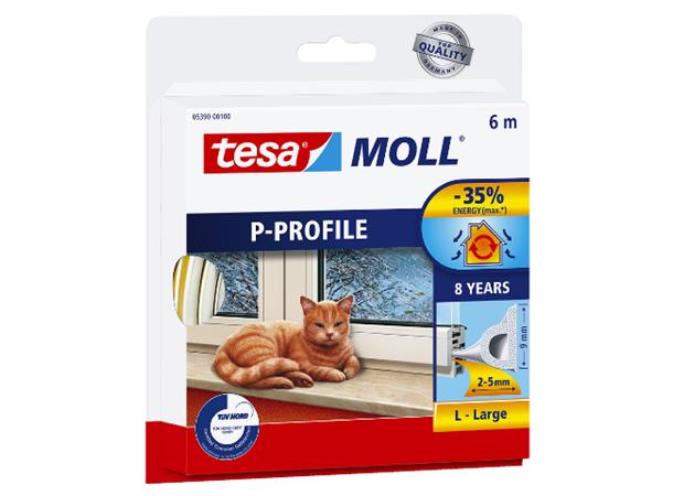 Tetningslist P-Profil 2-5mmx9mmx6M Hvit Tesa 05390-0010 